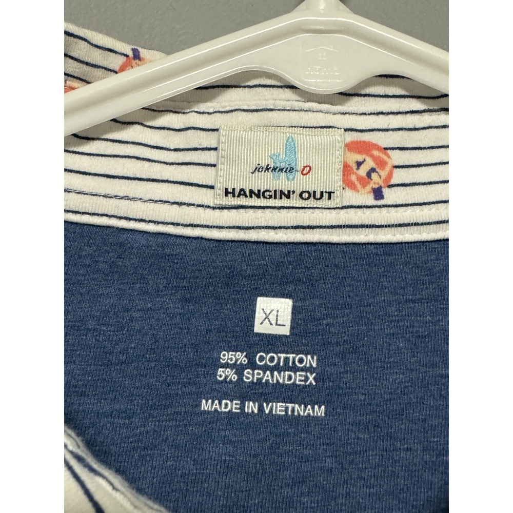 Johnnie-O Mens Extra Large Hangin' Out Blue Stripe Tube Float Armada Polo Shirt - Picture 6 of 12